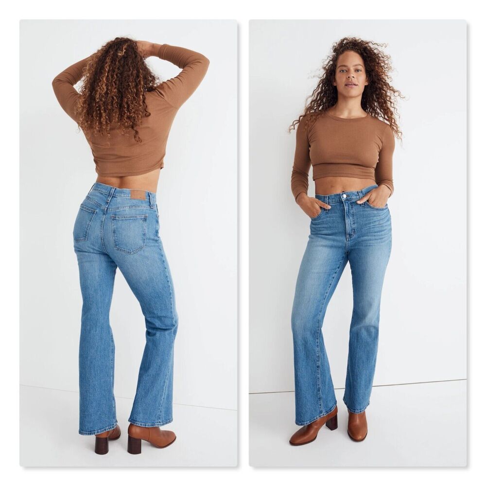 Madewell The Perfect Vintage Flare Jeans Women Size 26 High Rise Light Blue Wash